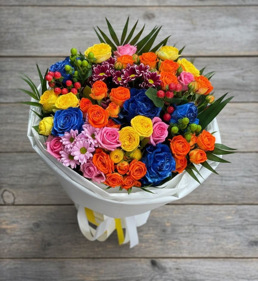 Букет цветов из: Розы и Хризантемы в Бахтеево