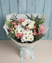 Букет цветов из:  Розы, Лизиантусы и Хризантемы в Бахтеево