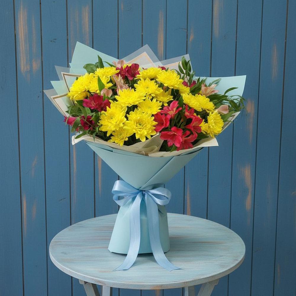 Букет цветов из: Альстромерии и Хризантемы в Бахтеево