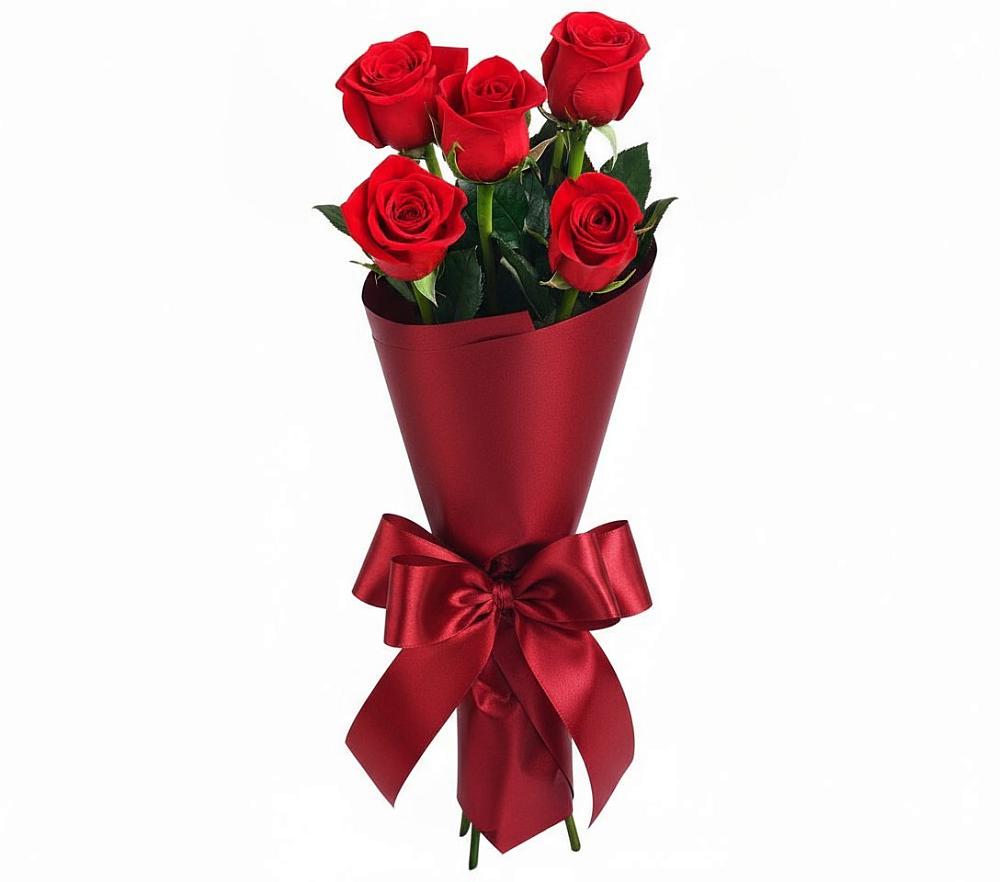 Букет 5 Красных роз Эдлесс Лав в Бахтеево