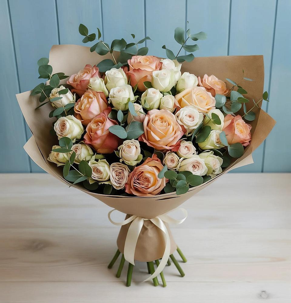 Букет цветов из: Альстромерии и Розы в Бахтеево