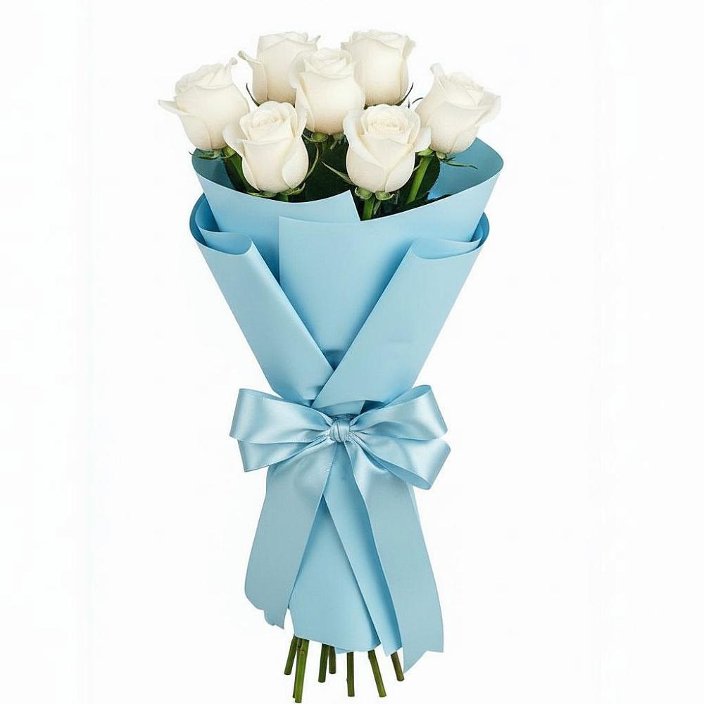 Букет 7 белых роз Проуд в Бахтеево
