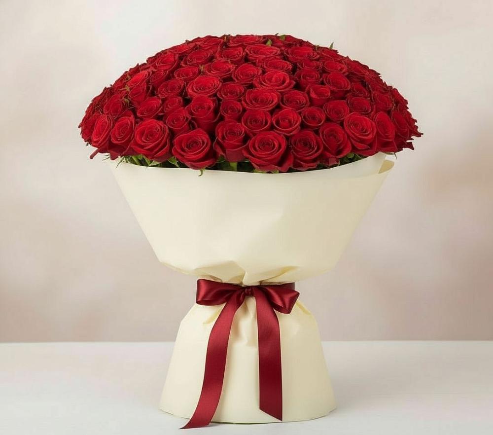 Букет 101 Красная роза Милано в Бахтеево