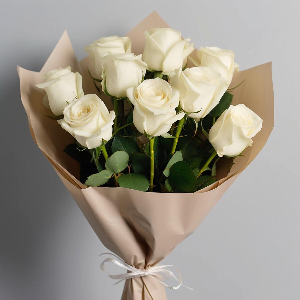 Букет 9 Белых роз Эдлесс Лав в Бахтеево