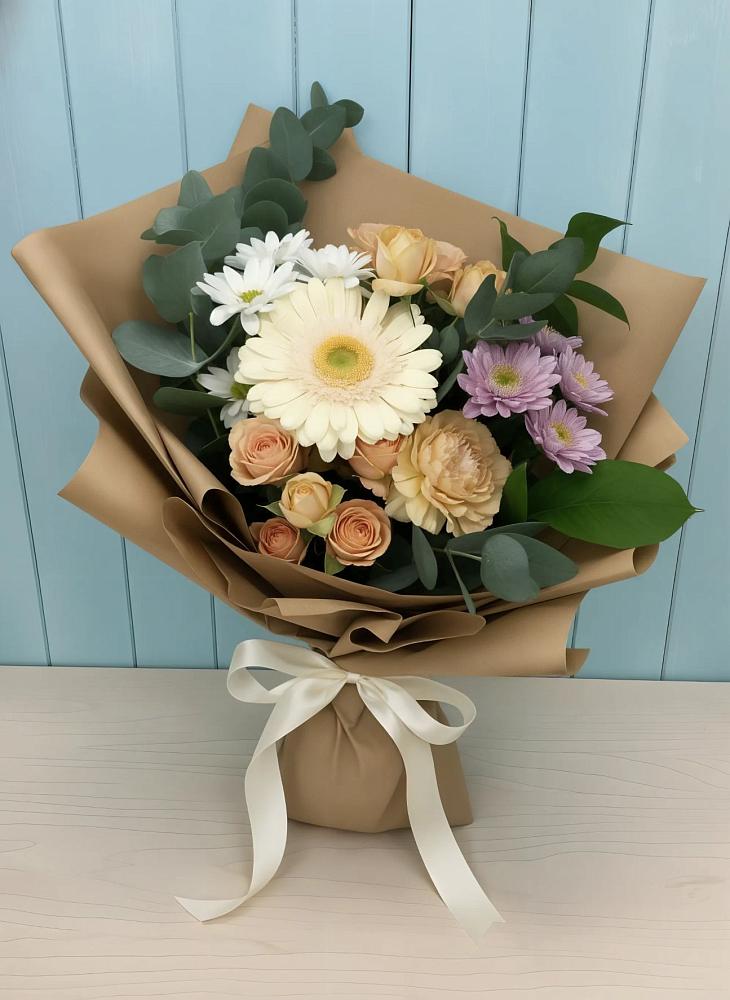 Букет цветов из: Герберы и Хризантемы в Бахтеево
