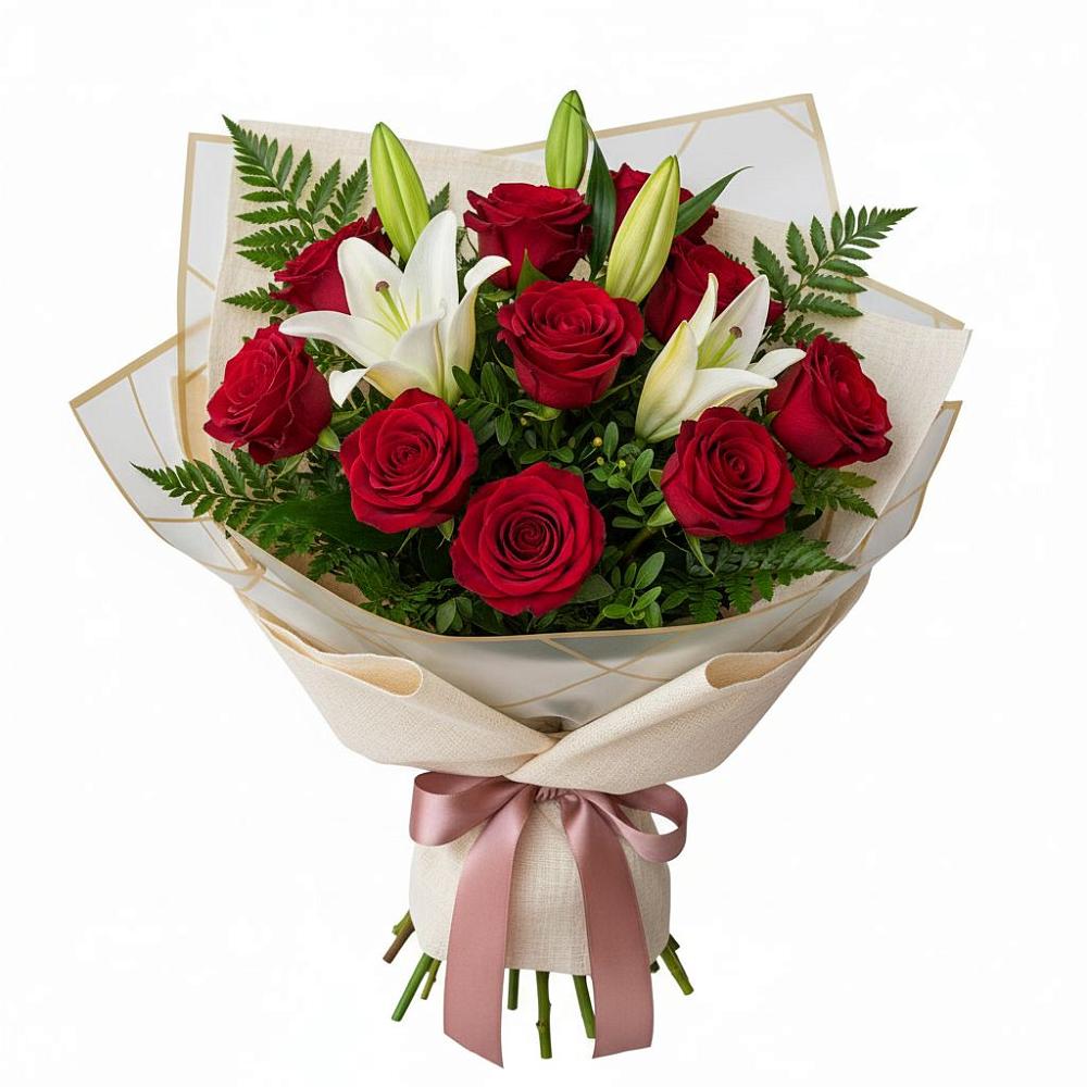 Букет цветов из: Лилии и Розы в Бахтеево