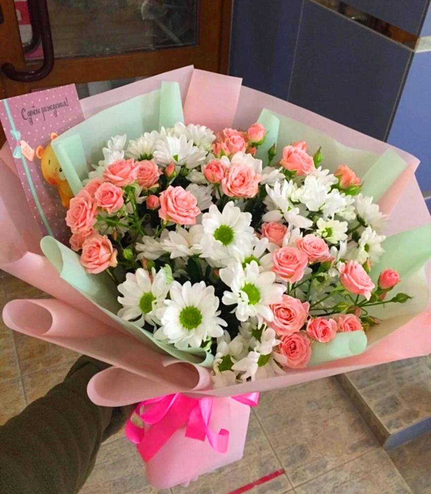 Букет цветов из: Розы и Хризантемы в Бахтеево