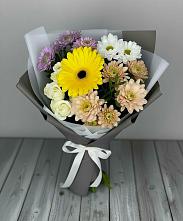 Букет цветов из:  Розы, Герберы и Хризантемы в Бахтеево
