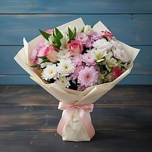 Букет цветов из:  Хризантемы, Альстромерии и Розы #REPLACE_PRED# Бахтеево