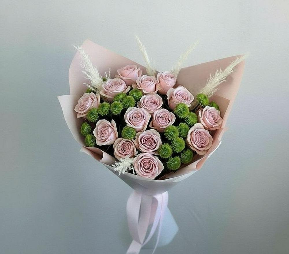 Букет цветов из: Розы и Хризантемы в Бахтеево