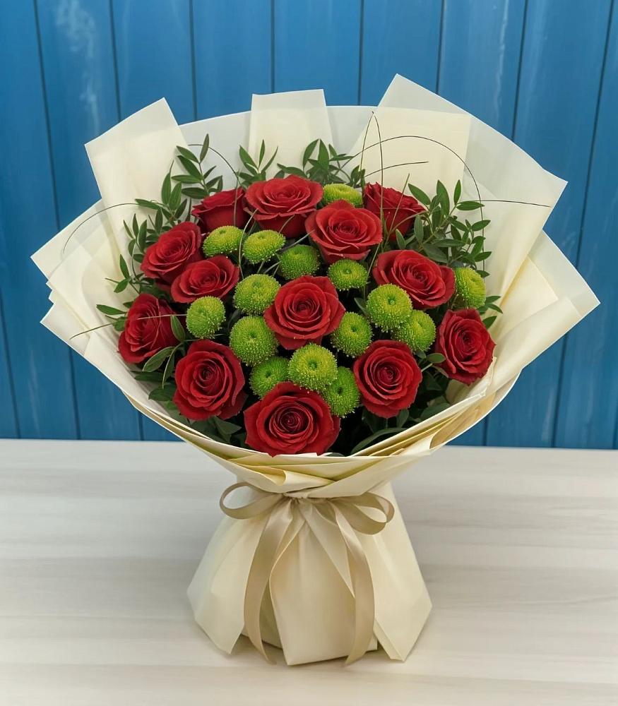 Букет цветов из: Розы и Хризантемы в Бахтеево