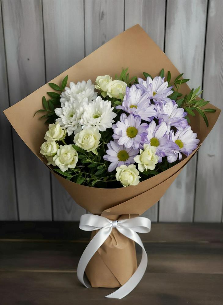 Букет цветов из: Хризантемы и Розы в Бахтеево